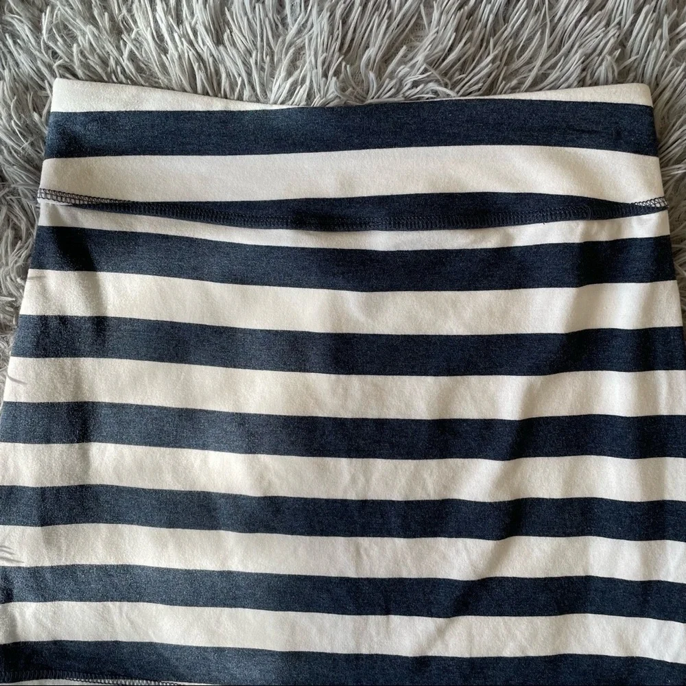 Athleta Ribbon Stripped Navy Blue White Jersey Mini Skirt Size XXS